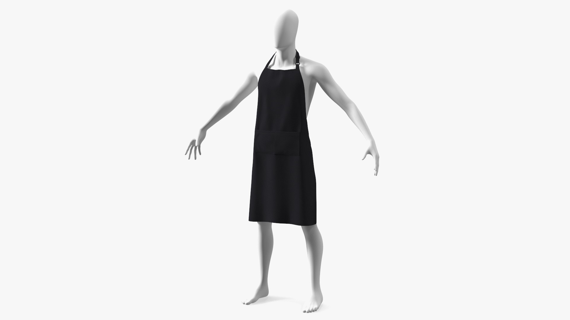 Men Cooking Apron Black on Mannequin 3D model preview