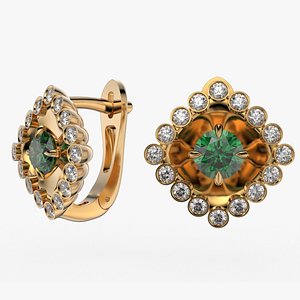 3D Diamond jewelry earring Coloured Classic E40 3D print model model