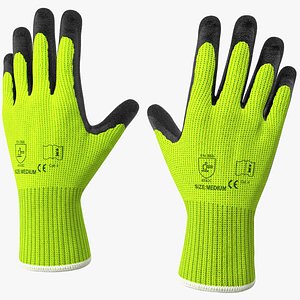 Safety Work Gloves Green Rigged for Cinema 4D
