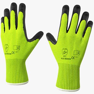 Safety Work Gloves Green Rigged for Cinema 4D