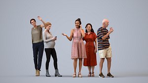 Basics0872 - A set containing 5 models of male and female adults standing in casual attire in public model