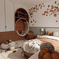 Autumn Kids Room Blender Scene