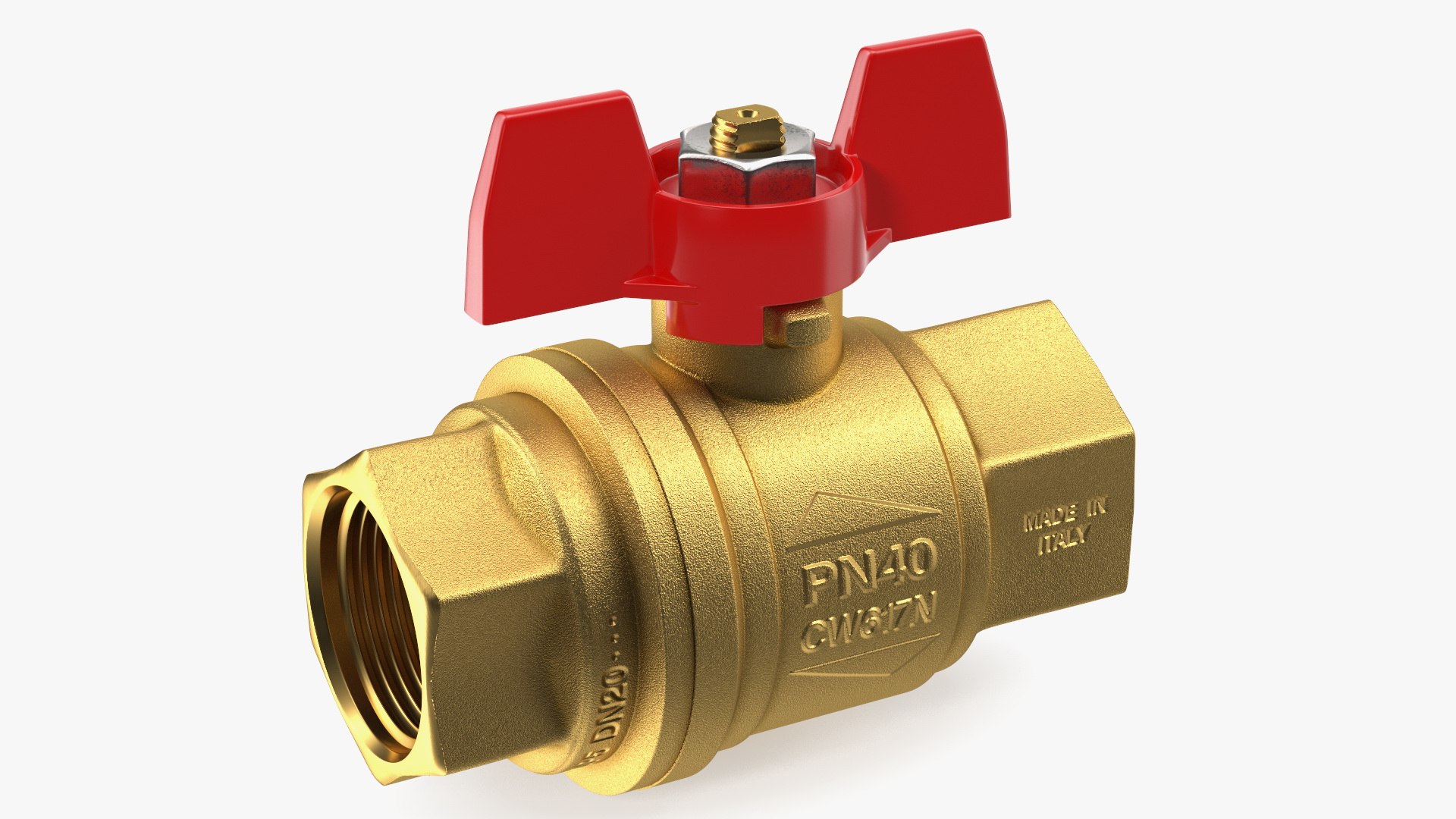 3D Ball Valve with Red Butterfly Handle model - TurboSquid 1968210