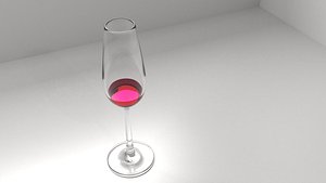 3D model champagne glass 1 liquid