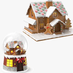 Detailed Gingerbread House and Snow globe