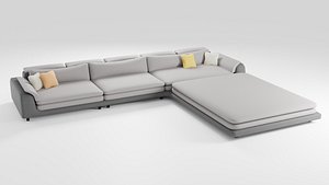 Elegant fabric sofa in dark colors 3D