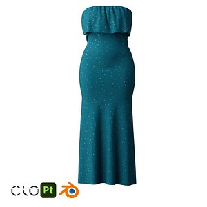 Sequined Strapless Tube Gown 3D