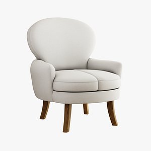 Furniture Accent Chairs Bohemian  White Cotton  Medium Oak legs 017 3D model