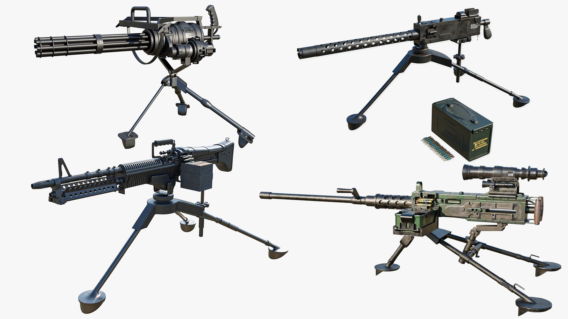 3D 4 Machine Guns All PBR Unity UE Textures Included https://p.turbosquid.com/ts-thumb/il/GHgJwy/9e/productshottrader01template/png/1749533910/1920x1080/fit_q87/5c38f1f816b653616b314ca2137dca0eeaf46e80/productshottrader01template.jpg