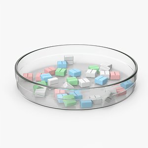 3D model Colored Pills In Petri Dish