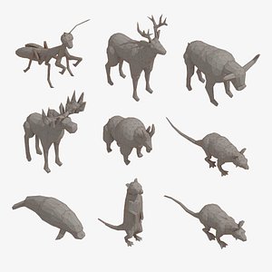 Low Poly Art Animals Isometric Icon Pack 06 Low-poly