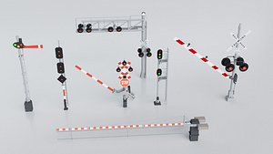 7 Railway Signals Collection 3D model