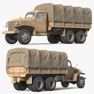 3D model Vintage Covered Troop Carrier 6x6 Sand Simplified