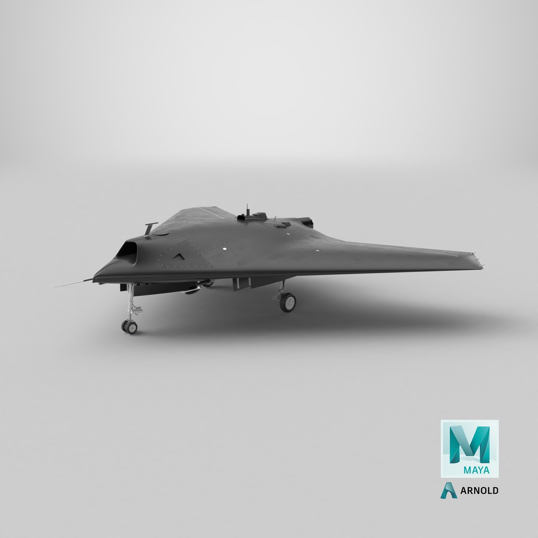 Stealth Combat Drone with Gear Down Black 3D model https://p.turbosquid.com/ts-thumb/il/gka2X7/ql/stemcell_maya_arnold_render/png/1771419128/1920x1080/fit_q87/92432b9e1c73f375fe07856908381918a21f286b/stemcell_maya_arnold_render.jpg