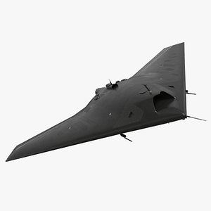 Stealth Combat Drone with Gear Down Black 3D model