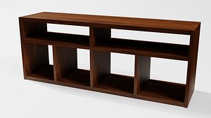 Dark Wood Modern TV Desk Set 3D model