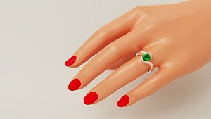 3D Round shape diamond tension style bypass solitaire ring model