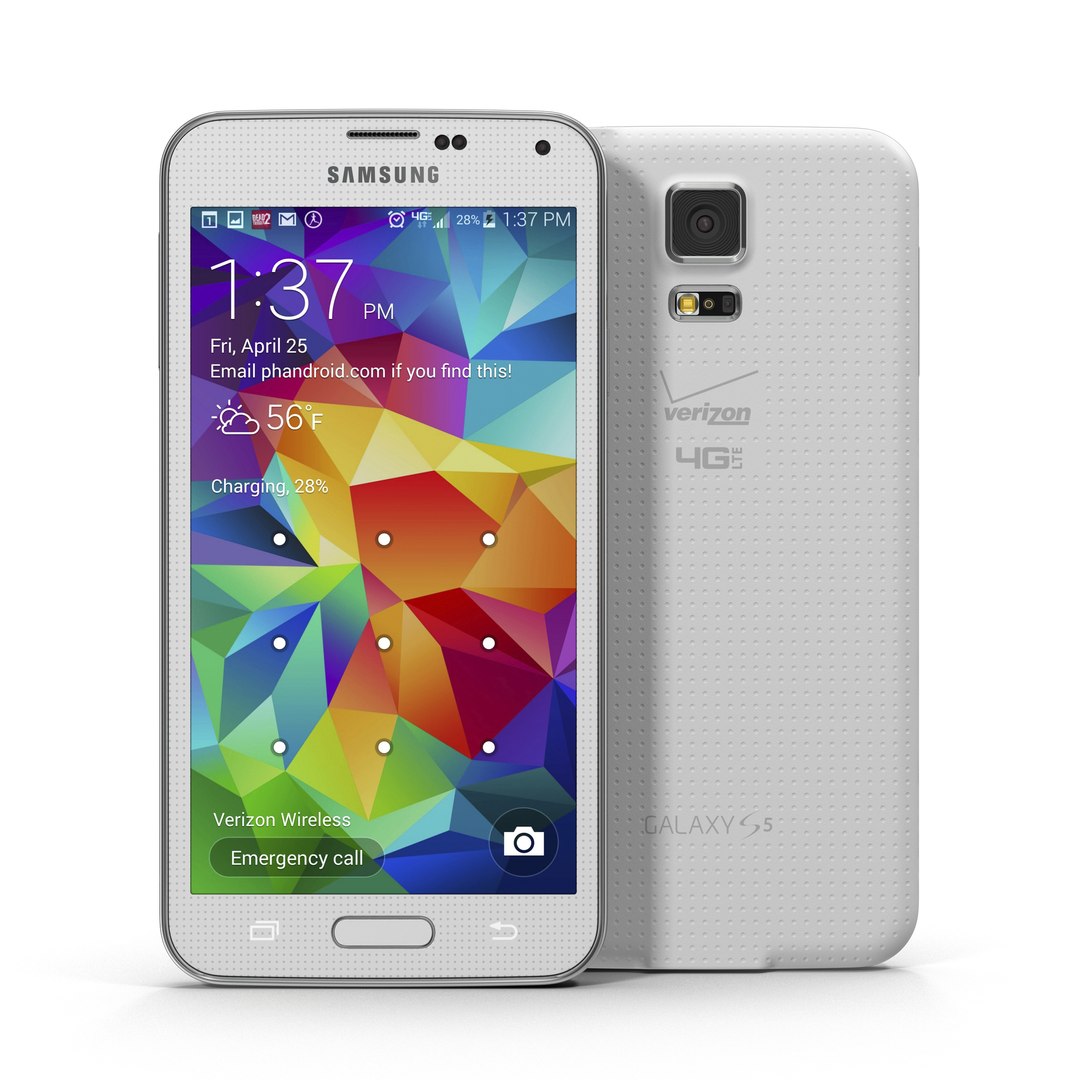 Samsung Galaxy S5 White 3D Model 3D model preview
