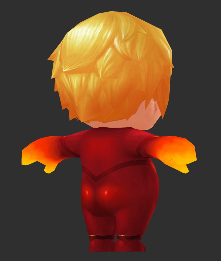Fire Man 2 Hand-Painted Low-Poly 3D Game Assets model 3D model ...