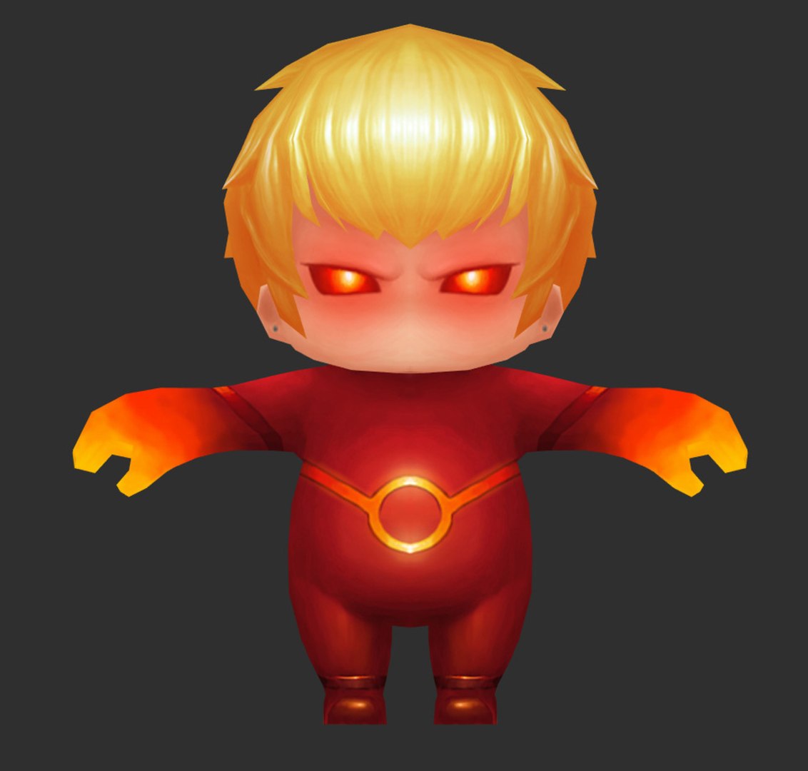 Fire Man 2 Hand-Painted Low-Poly 3D Game Assets model 3D model ...