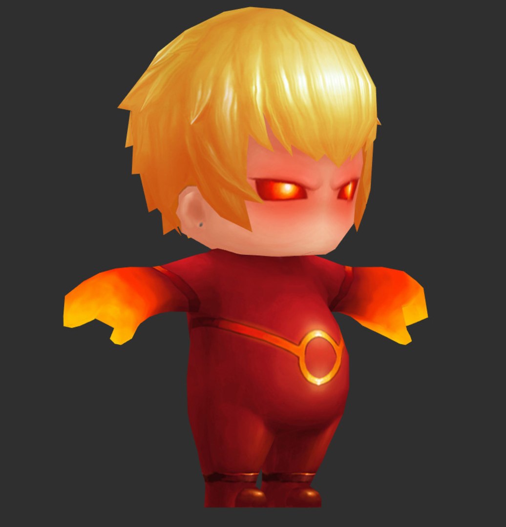 Fire Man 2 Hand-Painted Low-Poly 3D Game Assets model 3D model ...