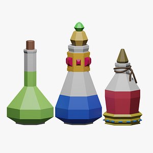 Magic Potion Bottles  low poly game assets 3D model