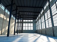 Empty Industrial Warehouse Interior Environment