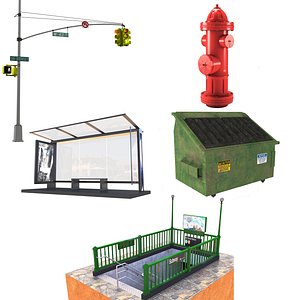 3D model street elements set