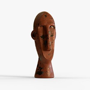 Ancient Moai Civilization Human Head Animated 3D Model Sculpture - V510