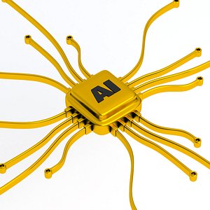 ai chip Symbol Gold 3D model