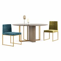 MERIDIANI Plinto Round Table and Rider Chairs