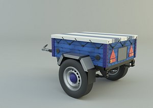 3D blue car trailer