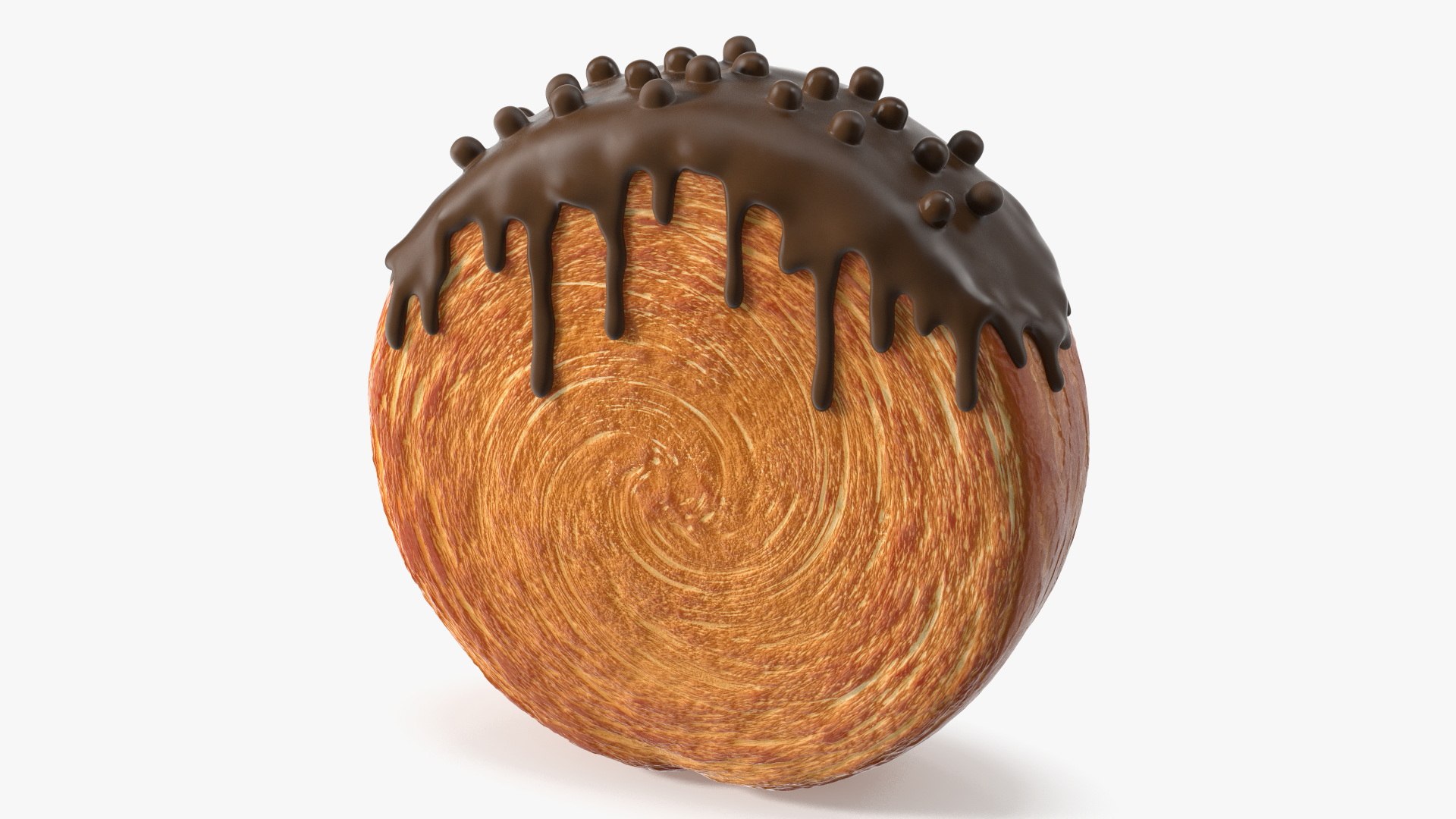 Spiral Round Croissant Bakery with Chocolate Pearls 3D model preview