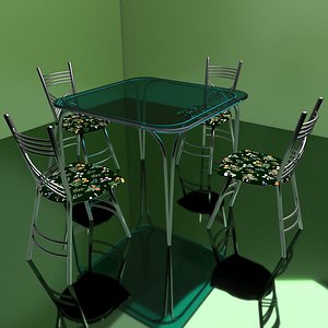Cafe Table and Chairs 3D model
