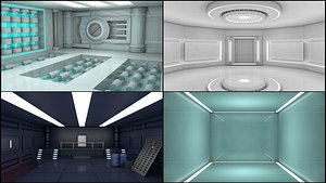 4 Sci Fi Room Sets 3D model
