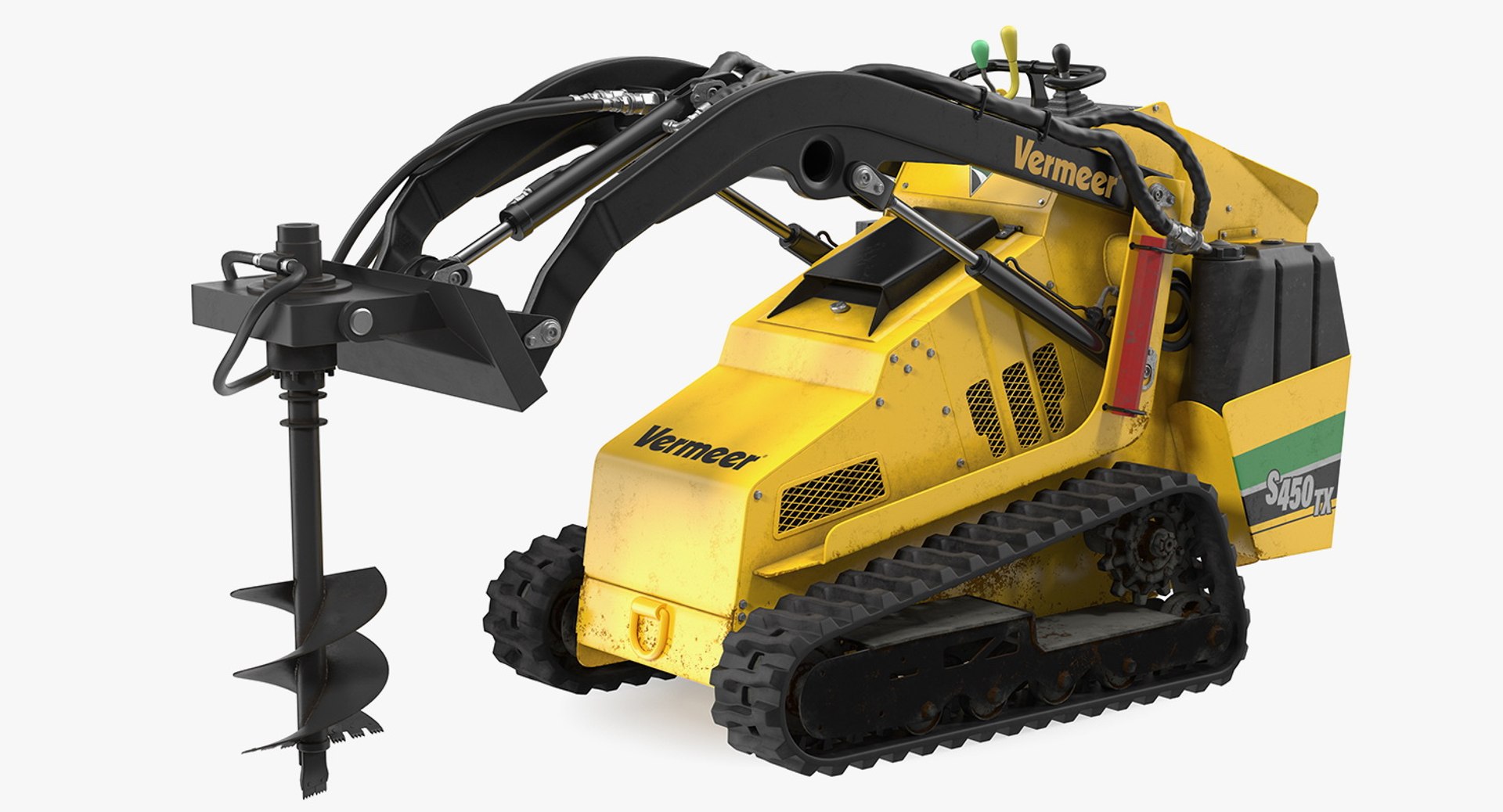 Vermeer S450TX Skid Steer with Auger Drill Dirty Rigged 3D model preview