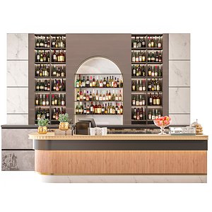 Restaurant design with bar counter 2 3D model
