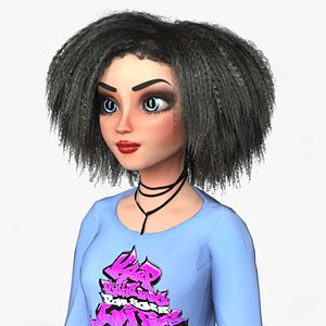 3D Cartoon Rigged Cute Girl-Shina Character 3D Model