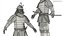 Samurai Armor from Feudal Japan Sengoku Period on Male Red Rigged for Cinema 4D