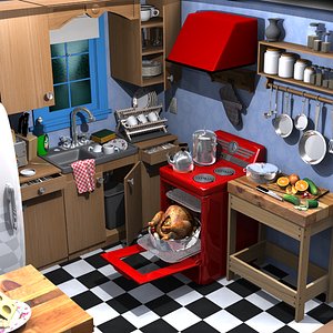 3d model of cartoon kitchen