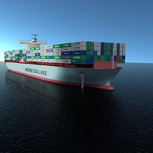 maersk cargo ship 3d max