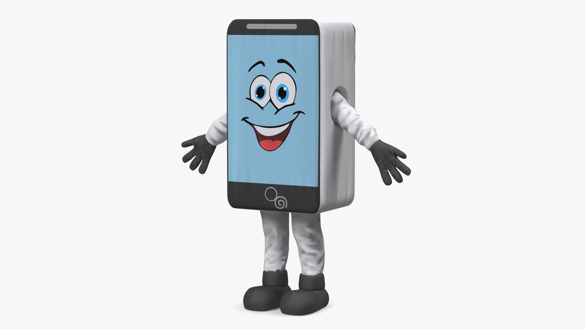 White IPhone Mascot A-pose 3D model preview