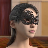 Lady with Floral Lace Eye Mask