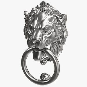 3D lion door knocker silver