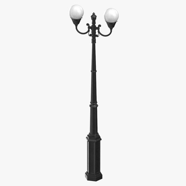 Globe Street Light Double Clean and Dirty 3D