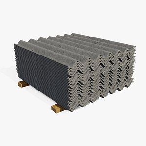 Stack of Concrete Roof Tiles 3D model