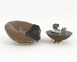 3D Modern Coffee Table and Armchair Set 78
