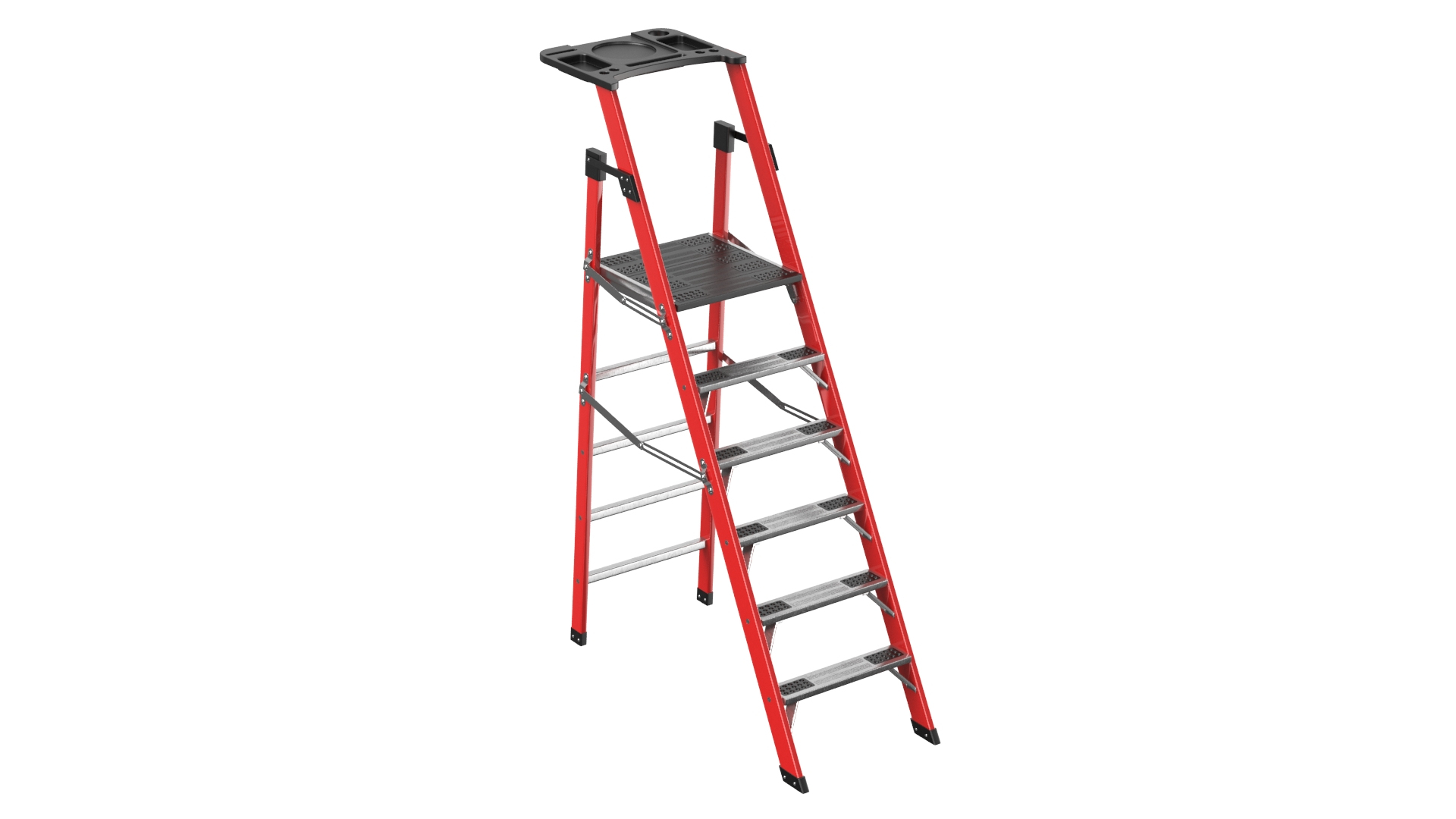Detailed Step Ladder Red 3D Model - TurboSquid 2086003