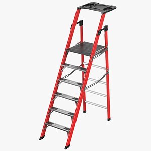 Detailed Step Ladder Red