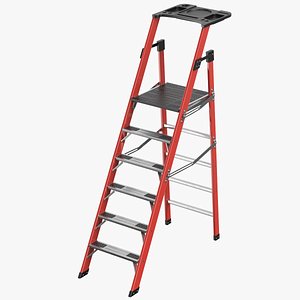 Detailed Step Ladder Red